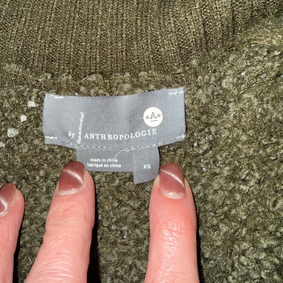 Anthropologie Bethany Zip Front Cardigan Olive Teddy XS - Picture 7 of 7